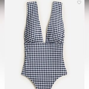 J.Crew V-neck One-Piece in Gingham NWT Size 14